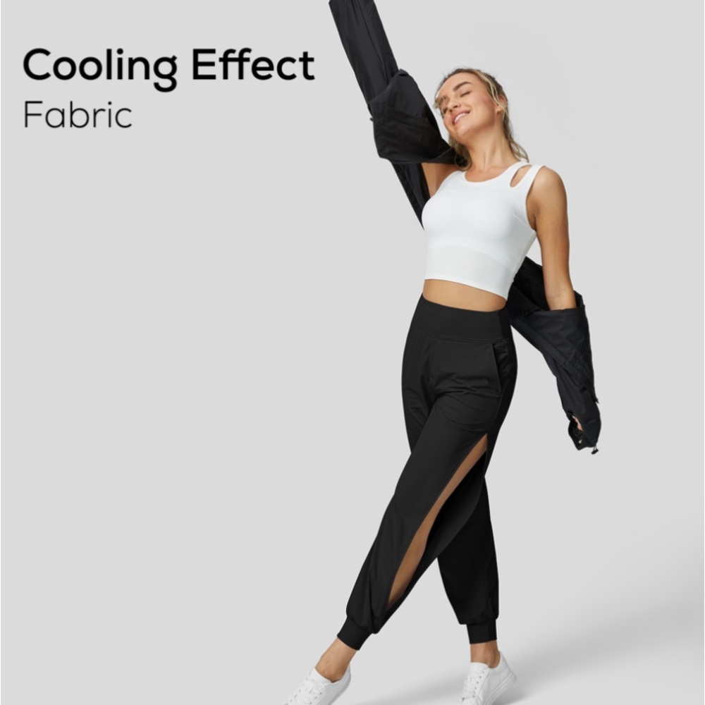 High Waisted Side Pocket Cut Out Cool Touch Casual Joggers-UPF50+